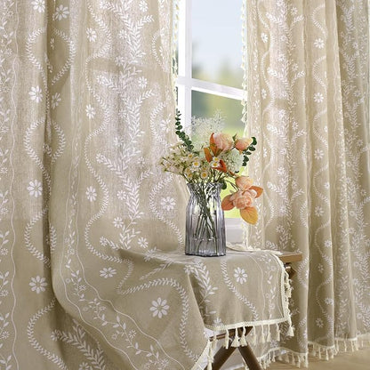 Schweek Tan Semi Sheer Curtains 84 Inches Long 2 Panels by Schweek