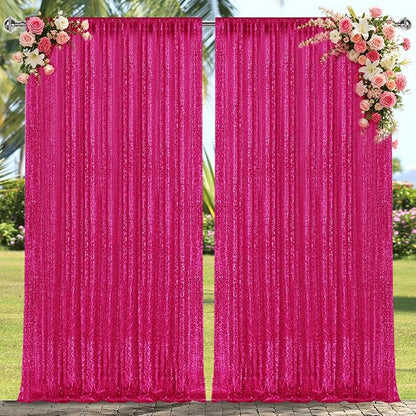 4×8FT-2PCS Fuchsia Sequin Backdrop Curtains Panels, Photography Backdrop - Image 2