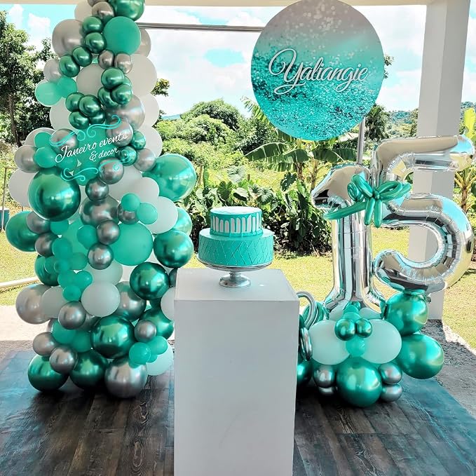 PartyWoo Teal Balloons 50pcs Turquoise Latex Helium Balloons 12 Inch | - Image 4