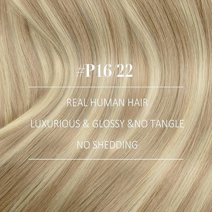 YoungSee Weft Hair Extensions Blonde Highlight Human Hair Extensions Sew in Dark Ash Blonde Highlighted Light Blonde Sew in Weft Hair Extensions Human Hair for Women 18Inch 100G
