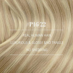 YoungSee 24Inch Weft Hair Extensions Human Hair Blonde Highlight Sew in Hair Extensions Golden Blonde Highlighted Dark Ash Blonde Smooth Double Weft Human Hair Extensions 100G