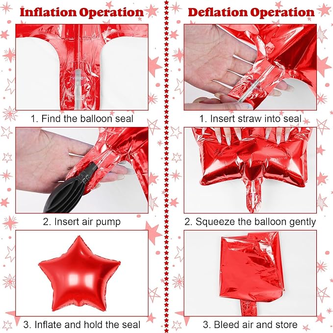 14pcs Red Black Silver Star Balloons, Mixed Star Foil Balloon, 22Inch Explosion - Image 7