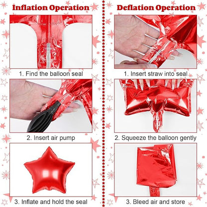 14pcs Red Black Silver Star Balloons, Mixed Star Foil Balloon, 22Inch Explosion - Image 7