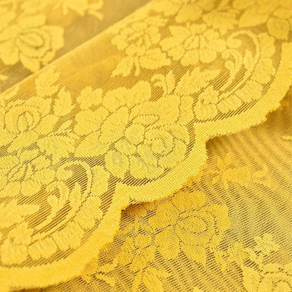 Kotile Mustard Yellow Sheer Lace Curtains - Image 8