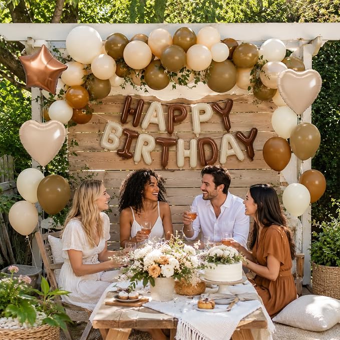 Cream Brown Birthday Decorations - Image 7