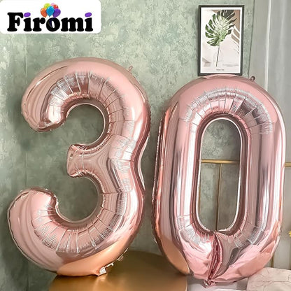 FIROMI 30 Foil Number Balloons Rose Gold 40-inch Big Mylar Balloon Numbers | - Image 3