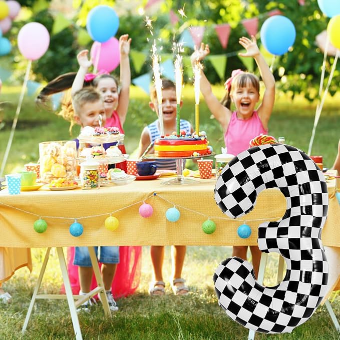 40 Inch Checkered Number Balloon - Image 4