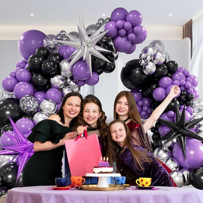 125pcs Purple and Black Balloon Arch Kit - Image 5