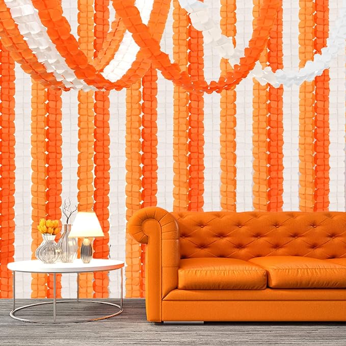 Orange Beige Fall Baby-Shower Party-Decorations Streamers Garland - 157Ft - Image 5