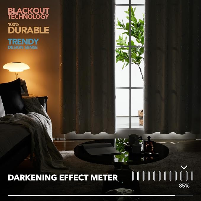 Deconovo Blackout Curtains, Light Beige Thermal Grommet Drapes, Energy Saving - Image 7