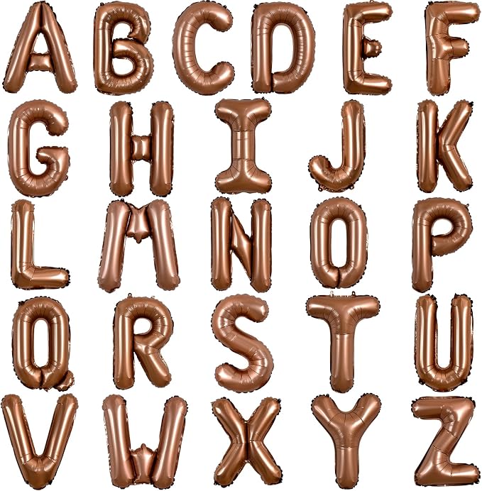 TONIFUL Brown Letter Balloons 2 Set 16 Inch A-Z Custom Alphabet Banner | 52 Pcs by TONIFUL