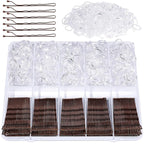 YGDZ 750 Count Bobby Pins Brown Kit, 250 PCS Mini Hair Pins for Styling, 2 Inch Bobby Pins for Women, Kids, Girls, 500 PCS Clear Elastic Hair Ties with Storage Box, Hair Accessories for Brown Hair