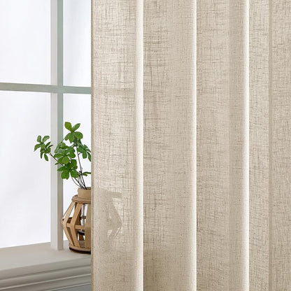 MIULEE Beige Linen Curtains 52x54 Inch Length - Image 5