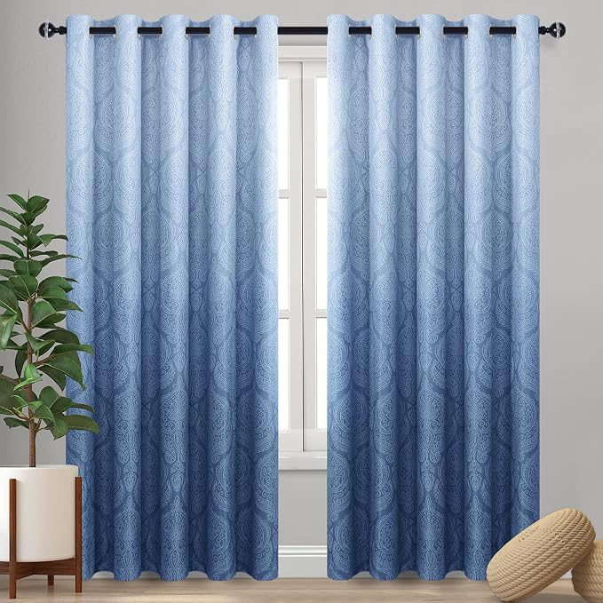 DWCN Navy Blackout Damask Curtains by DWCN