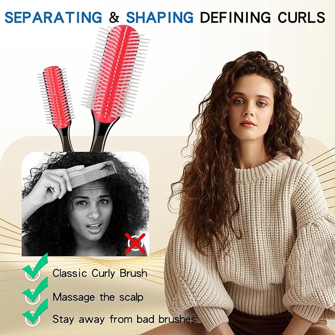 Curly Hair Brush for Women Men Curl Defining Hairbrush Small Mini Detangler Edge Combs Barber Styling Tools Travel Accessories Cruise Ship Essential 2029 Beach Vacation Must Have Gift