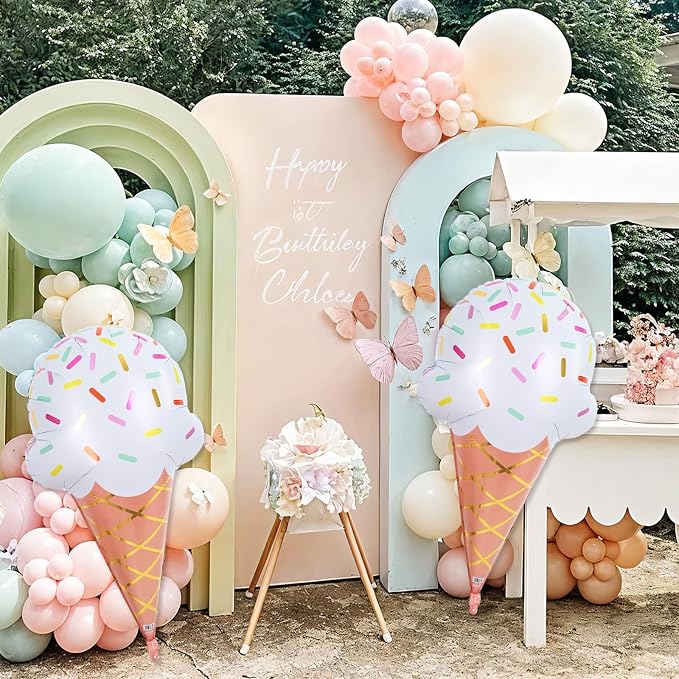 32 Inch Large Ice Cream Balloons Cone Kit, Giant Sweet Ice Cream Sprinkle Foil - Image 6