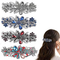 Vintage Hair Clips 4 Pcs Flower Crystal Rhinestones Barrette Set Sparkling Rhinestone Hair Barrettes For Women, Retro Flower Pearl Crystal Hair Clip, Butterfly Rhinestone Spring Hair Barrette Clip