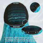 NAYOO Long Ombre Bluish Green Wavy Wig for Women 26 Inch Middle Part Curly Wavy Wig Natural Looking Synthetic Heat Resistant Fiber for Daily Party Use (Ombre Bluish Green)