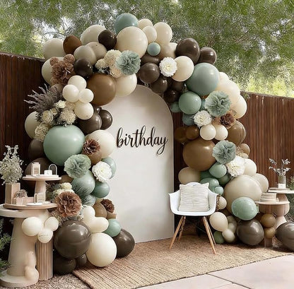 Green Brown Balloon Arch Double Stuffed Dusty Sage Green Brown Neutral Nude - Image 9
