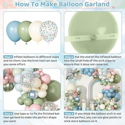 Ouddy Party Pink Dusty Blue Green Balloons Garland Arch Kit 18 12 10 5 Inch | - Image 4
