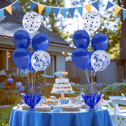 6 Set Royal Blue Table Balloons Foil Spray Centerpiece - Image 3