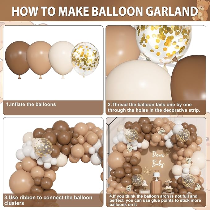 157Pcs Brown Balloons Garland Arch Kit Different Size | Beige Nude Neutral - Image 7