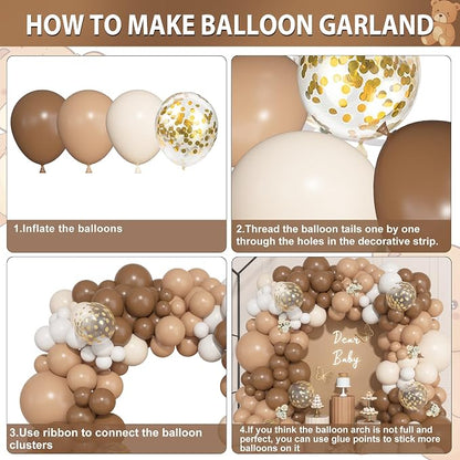 157Pcs Brown Balloons Garland Arch Kit Different Size | Beige Nude Neutral - Image 7