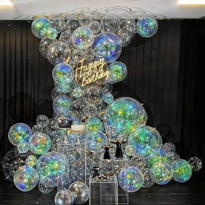 14 Pcs Iridescent Round Foil Balloons Mermaid Holographic Balloons | Iridescent - Image 6