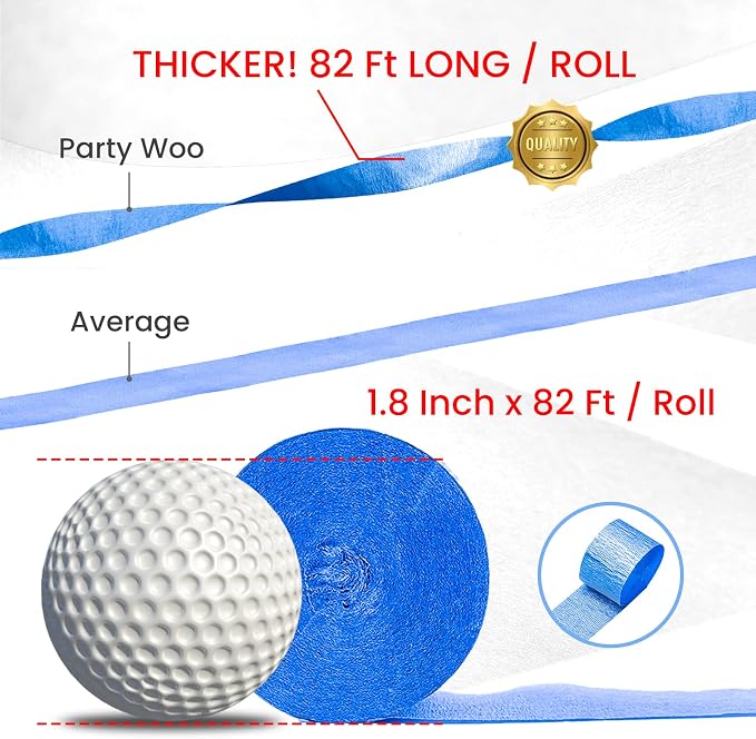 PartyWoo Red White and Blue Silver Crepe Paper Streamers 6pcs 492 FT | - Image 3