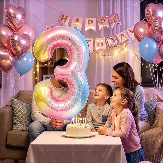 Rainbow Number Balloons Birthday Balloons - Image 7