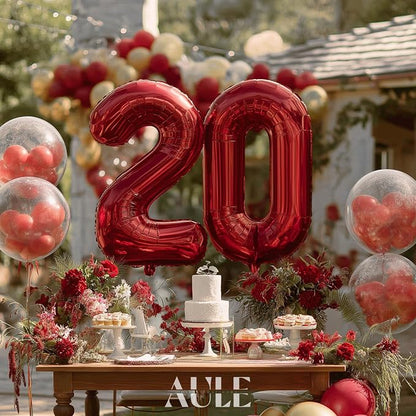 AULE 40 Inch Red 20 Balloon Number Foil 0-9 Birthday Big Numbers | Birthday - Image 5