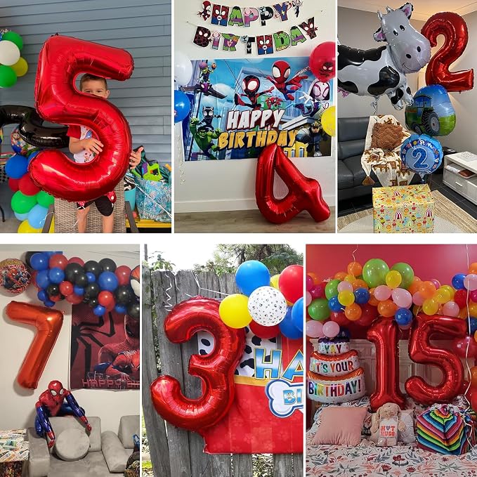 40 inch Number Balloon 0-9 Red Large Number 0 Balloons, Digital Balloons - Image 6