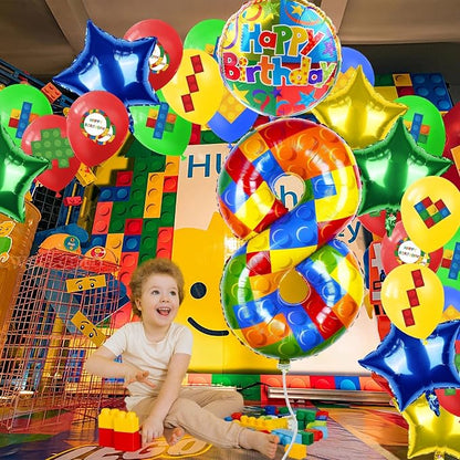 40 Inch Building Block Number Balloon Colorful Block Foil Balloons Block Themed - Image 3