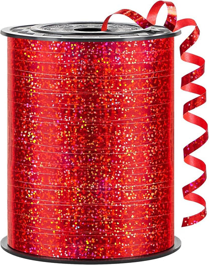 Red Curling Ribbon, 500 Yards, 1/5 Inch | Shiny, by CLUEWR