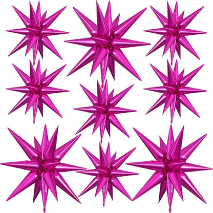 9Pcs Hot Pink Star Balloons, Large Explosion Star Foil Balloons, Metallic Pink by Dagelar