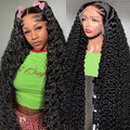 VIPbeauty 30 Inch 13x6 Deep Wave Lace Front Wigs Human Hair Wigs for Women 200 Density HD Lace Front Wigs Human Hair Pre Plucked with Baby Hair Natural Black