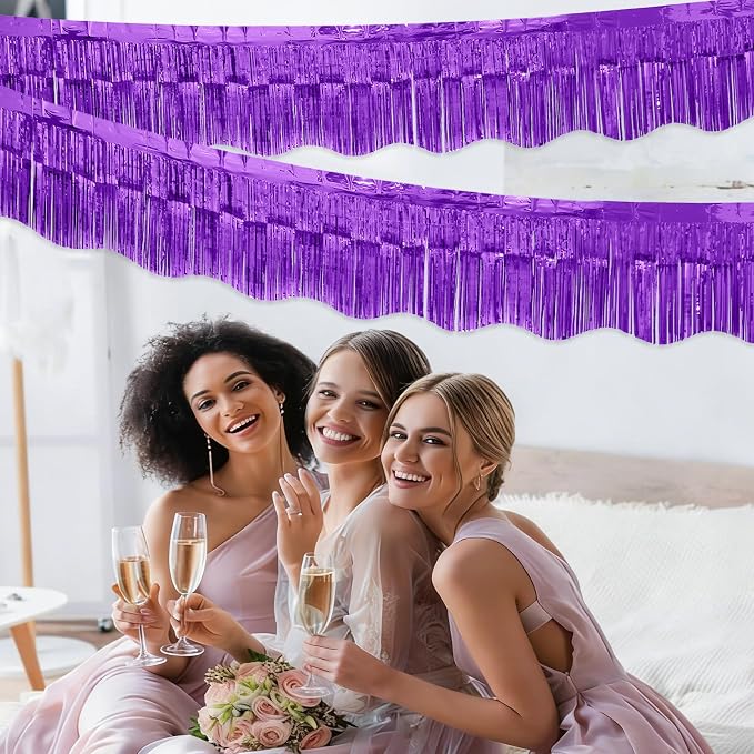 LOLStar Purple Foil Fringe Tinsel Garland, Tinsel Streamers Banner, 6 Pack | - Image 5