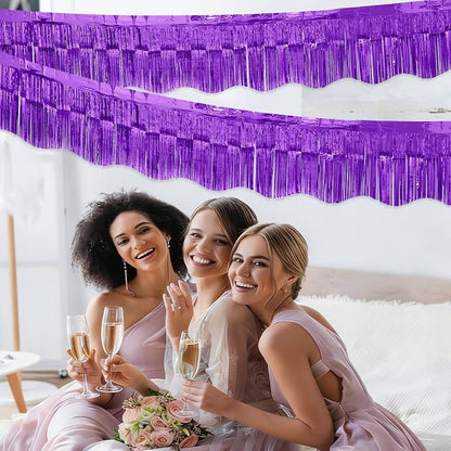 LOLStar Purple Foil Fringe Tinsel Garland, Tinsel Streamers Banner, 6 Pack | - Image 5