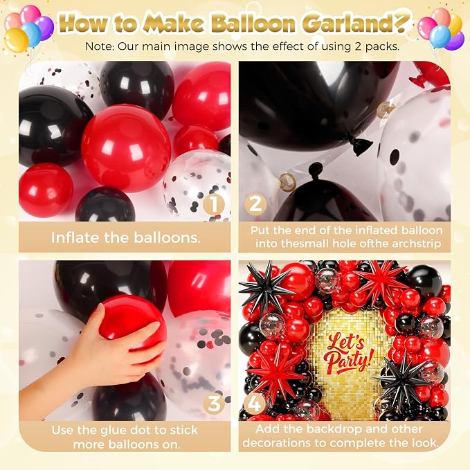 153Pcs Red and Black Balloons Garland Arch Kit - Image 3