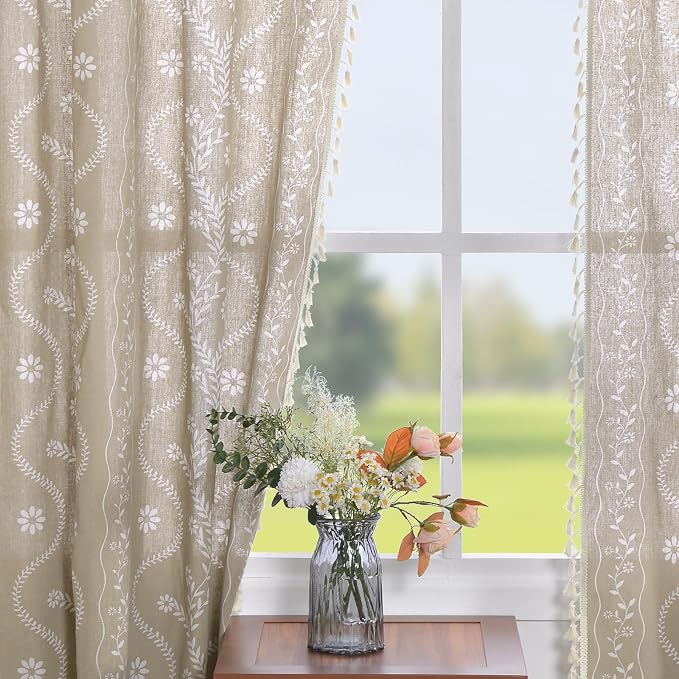 Schweek Tan Semi Sheer Curtains 84 Inches Long 2 Panels - Image 7