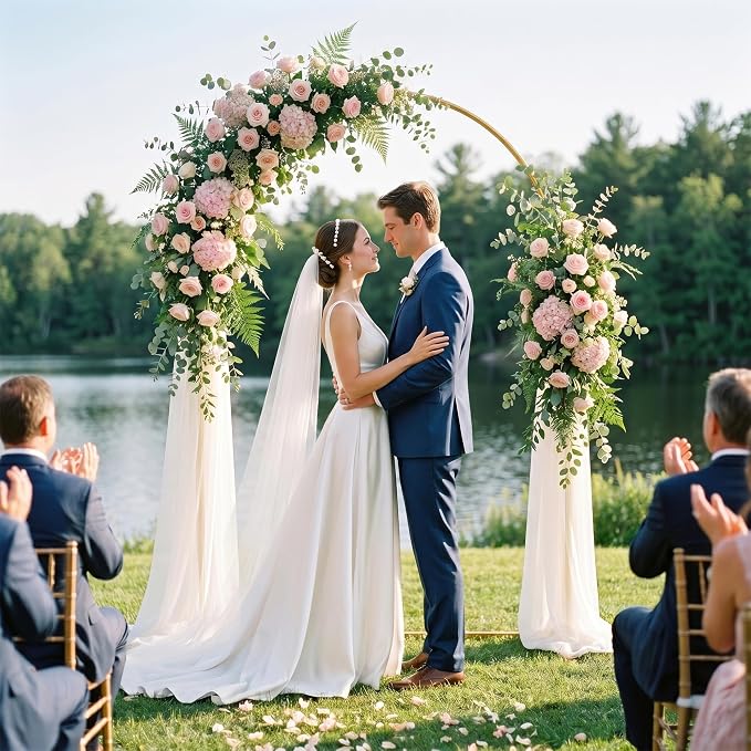 7.2FT Arch Backdrop Stand, Metal Gold Wedding Arch Frame, Balloon Arch Stand - Image 3