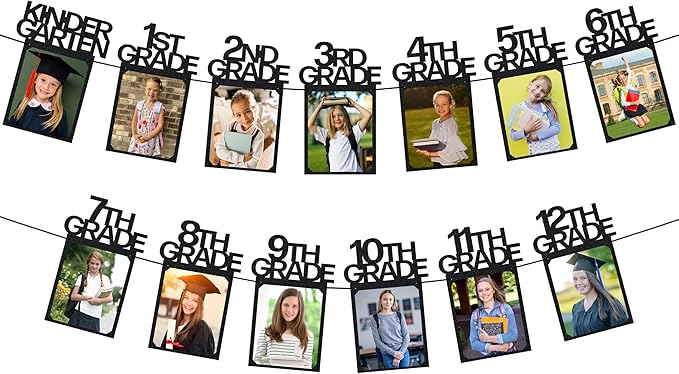 PartyHooman Graduation Photo Banner K-12, Kindergarten to 12th Grade by PartyHooman
