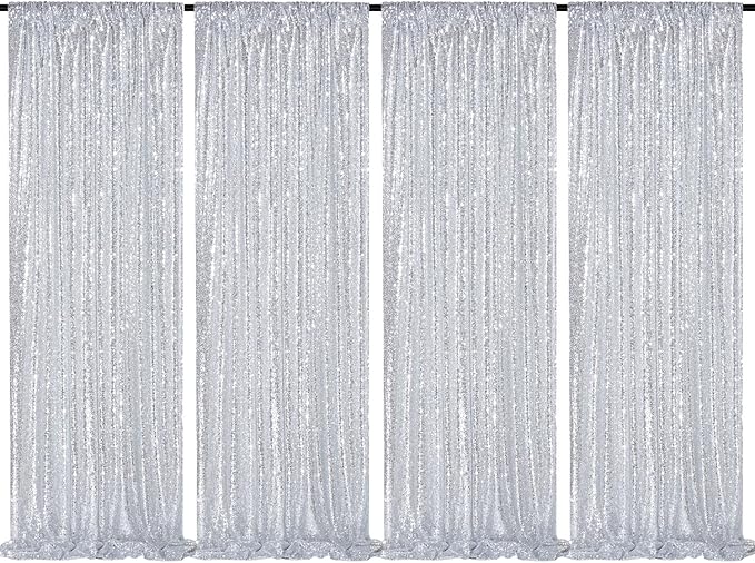2FTx8FT Silver Glitter Sequin Curtain by QueenDream