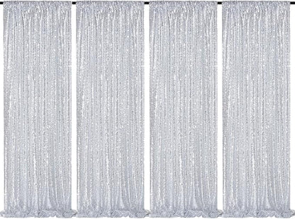 2FTx8FT Silver Glitter Sequin Curtain by QueenDream