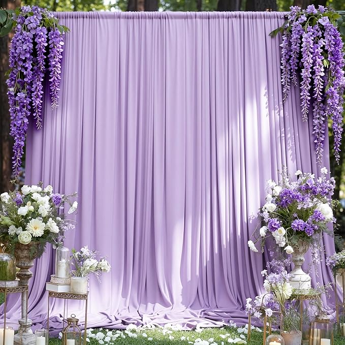Lavender Backdrop Curtain for Parties Wedding Light Purple Background Curtains by MEETSKY