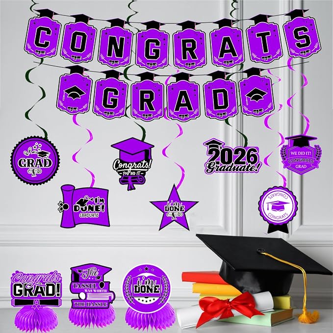 Graduation Decorations 2026 Purple Themed Set - Image 3