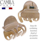 Camila Paris CP3086 French Hair Clip for Women, Set of 2 Small Beige Girls Hair Claw Clips Fashion Durable Hair Accessories for Women, Luxury Ladies Strong Hold No Slip Grip Clamp, Made in France