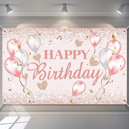 Tatuo Pink and Rose Gold Happy Birthday Party Decorations Supplies Birthday by Tatuo