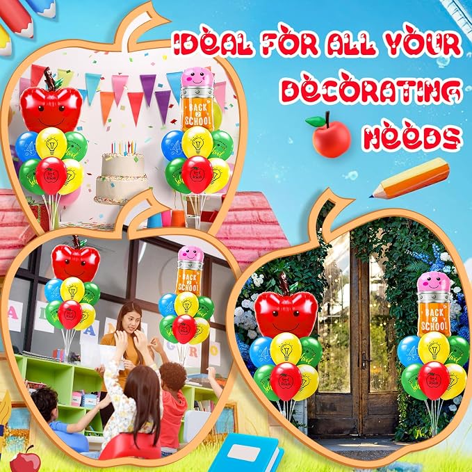 Seematn 2 Set Back to School Balloon Stand Kits Pencil Balloons Sticks Holder - Image 5