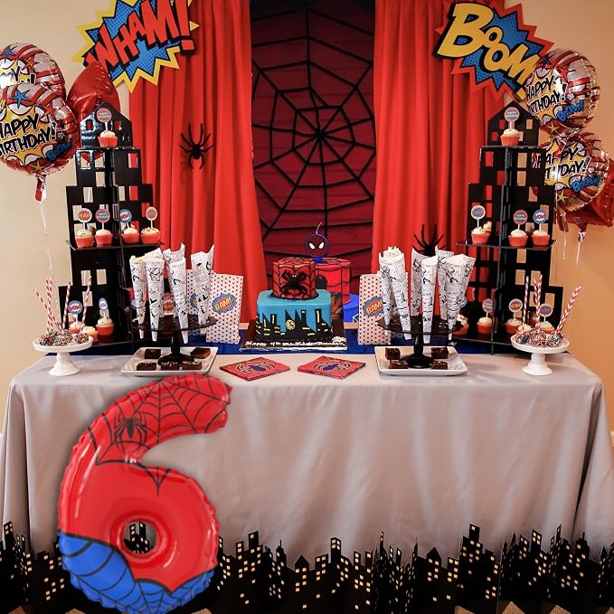 40 Inch Giant Spider Theme Number Foil Balloons Large Number 6 Balloons Kids - Image 4